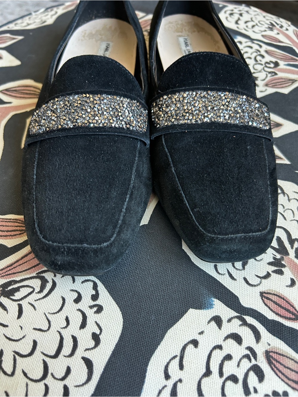Karl Lagerfeld Paris Quincy Black Suede Rhinestone Loafers Size 8 - Picture 3 of 12